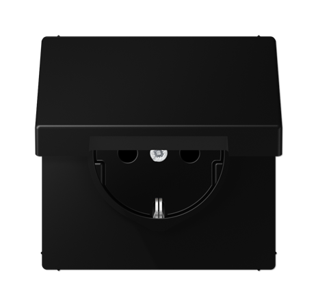 JUNG LS 990 Черный матовый Розетка с крышкой, винтовой зажим, SCHUKO