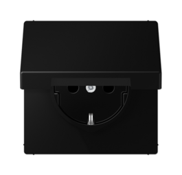 JUNG LS 990 Черный матовый Розетка с крышкой, винтовой зажим, SCHUKO